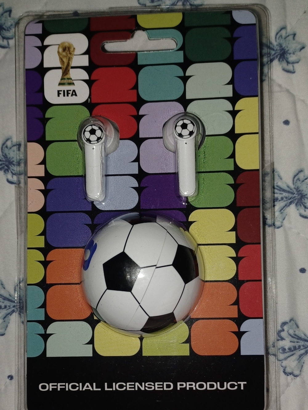 FIFA Licensed White & Black Soccer Ball Wireless Earbuds